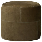 Camino Leather Ottoman, Nubuck Olive by Amber Lewis x Four Hands-Furniture - Chairs-High Fashion Home