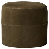 Camino Leather Ottoman, Nubuck Olive by Amber Lewis x Four Hands-Furniture - Chairs-High Fashion Home