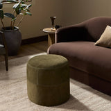 Camino Leather Ottoman, Nubuck Olive by Amber Lewis x Four Hands-Furniture - Chairs-High Fashion Home