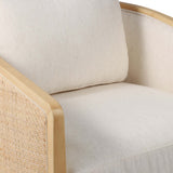 Cane Back Swivel Chair, Ivory