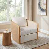 Cane Back Swivel Chair, Ivory
