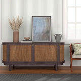 Canggu 68" Cane Media Stand, Grey