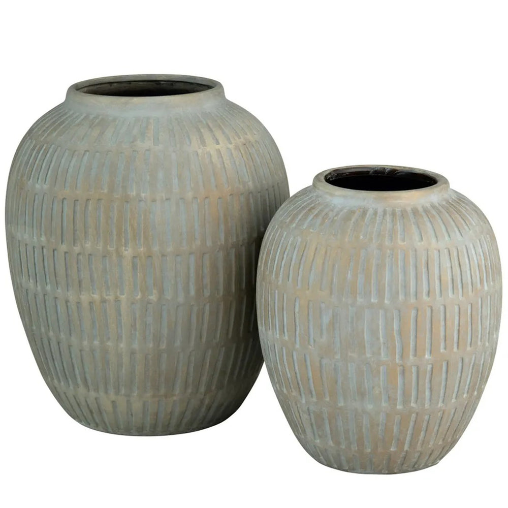 Cannon Urn Vases, Set of 2,Grey-Accessories-High Fashion Home