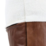 Canyon Leather Pillow, Ivory/Kona Brown