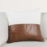 Canyon Leather Pillow, Ivory/Kona Brown