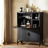 Caprice Bar Cabinet, Black Wash w/Black Cane