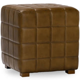 Carlo Leather Square Ottoman, Antique Brown-Furniture - Chairs-High Fashion Home