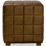 Carlo Leather Square Ottoman, Antique Brown-Furniture - Chairs-High Fashion Home