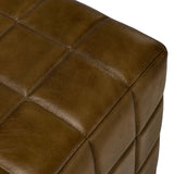 Carlo Leather Square Ottoman, Antique Brown-Furniture - Chairs-High Fashion Home