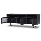 Carmel Media Console, Black Wash w/ Black Cane