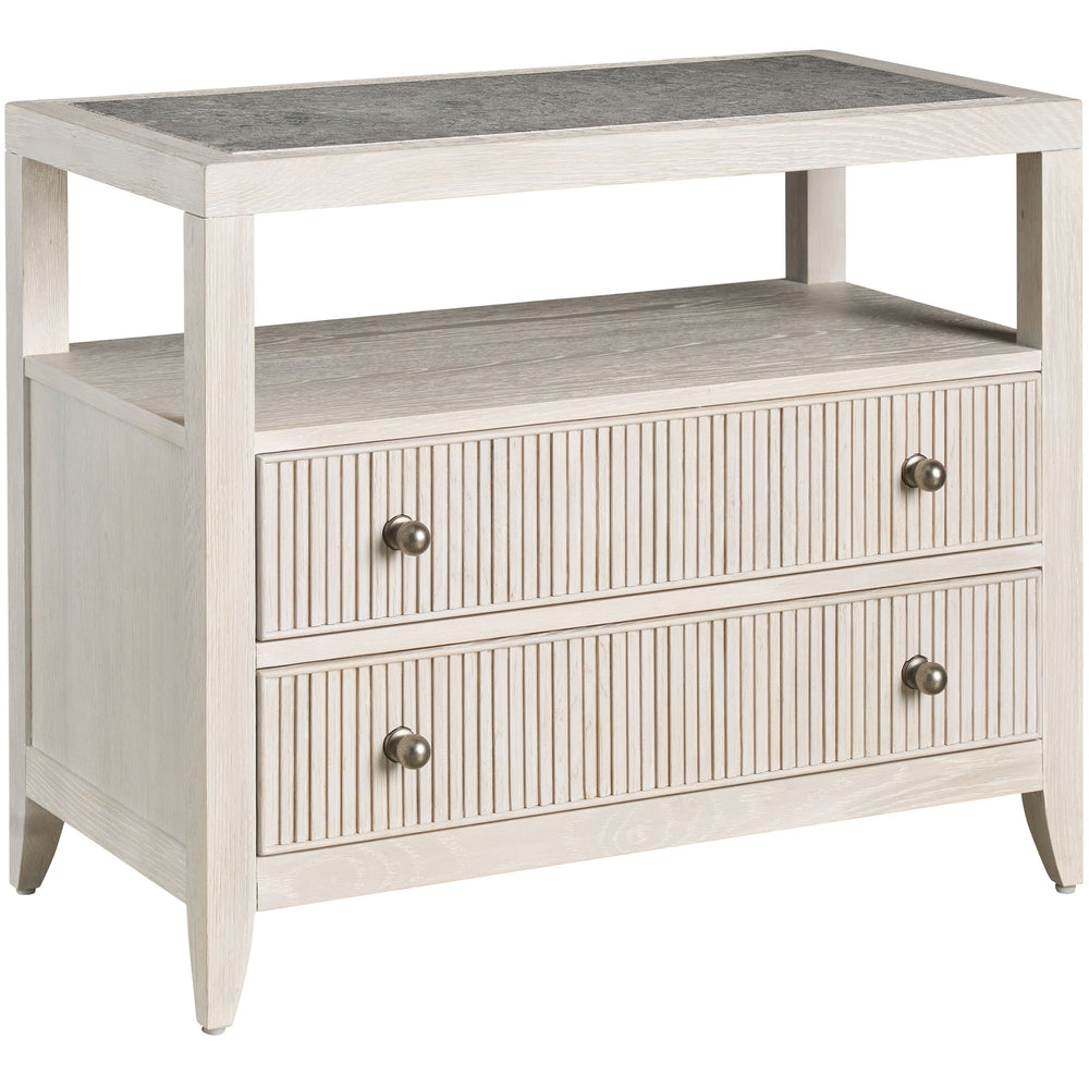 Carmen Two Drawer Nightstand, White Oak