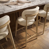 Carnation Vegan Leather Counter Stool, Cream