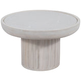 Carved Wood Base Coffee Table, White Wash-Furniture - Accent Tables-High Fashion Home