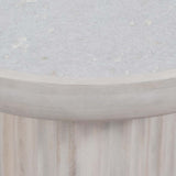 Carved Wood Base Coffee Table, White Wash-Furniture - Accent Tables-High Fashion Home