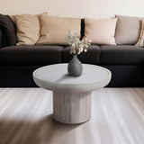 Carved Wood Base Coffee Table, White Wash-Furniture - Accent Tables-High Fashion Home