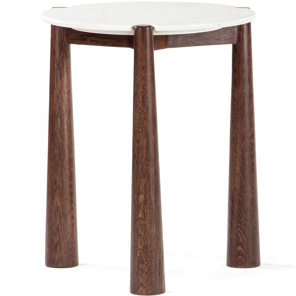 Carver Side Table, White, Brown-Furniture - Accent Tables-High Fashion Home