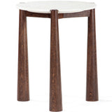 Carver Side Table, White, Brown-Furniture - Accent Tables-High Fashion Home