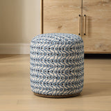Cas Ottoman, Blue-Furniture - Chairs-High Fashion Home