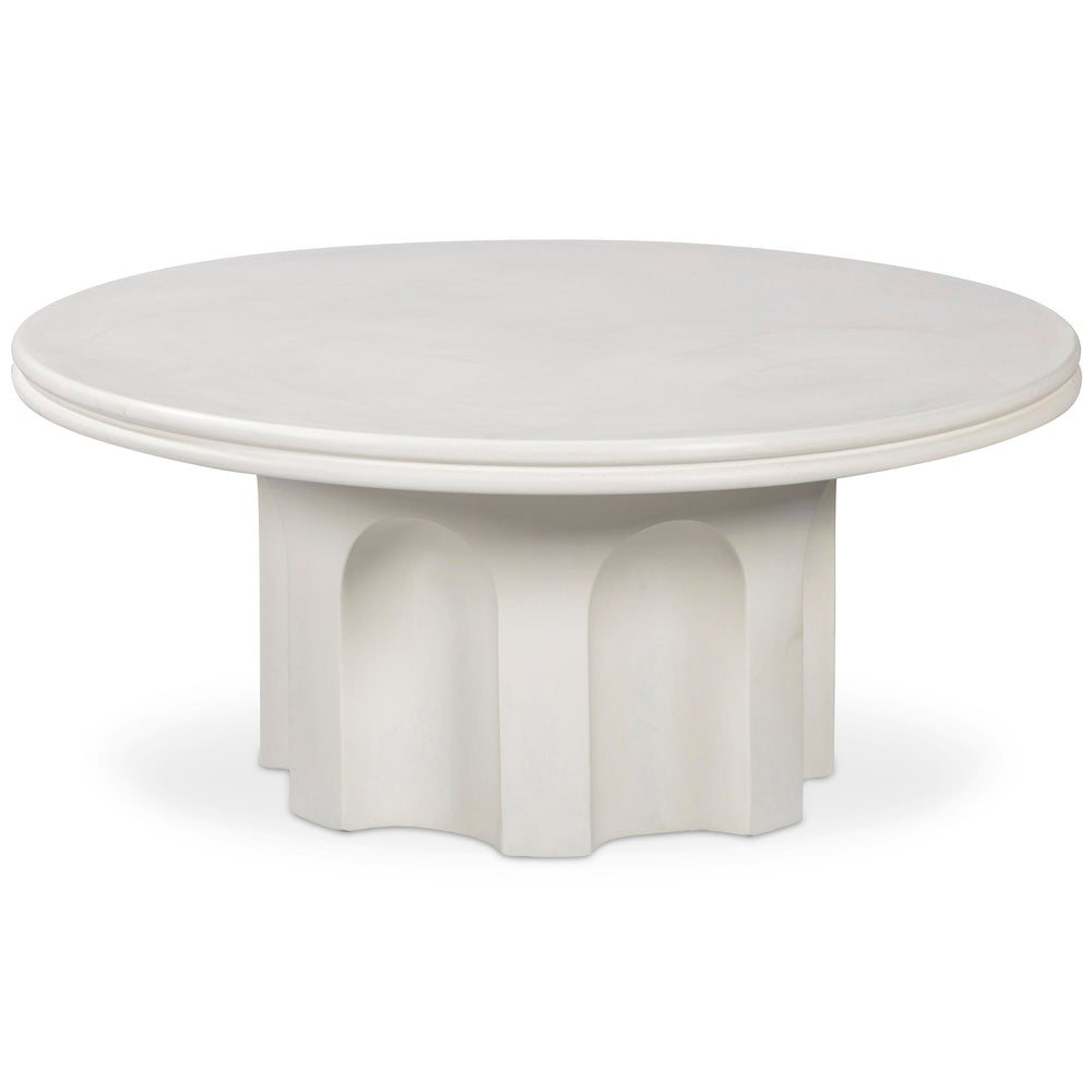 Cassandra Outdoor Round Coffee Table, Ivory