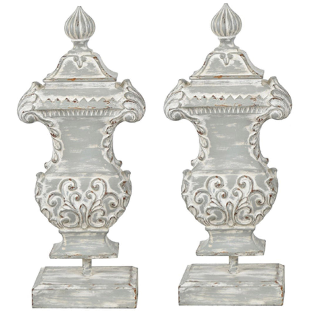 Cassidy Finnials, Grey Wash, Set of 2-Accessories-High Fashion Home