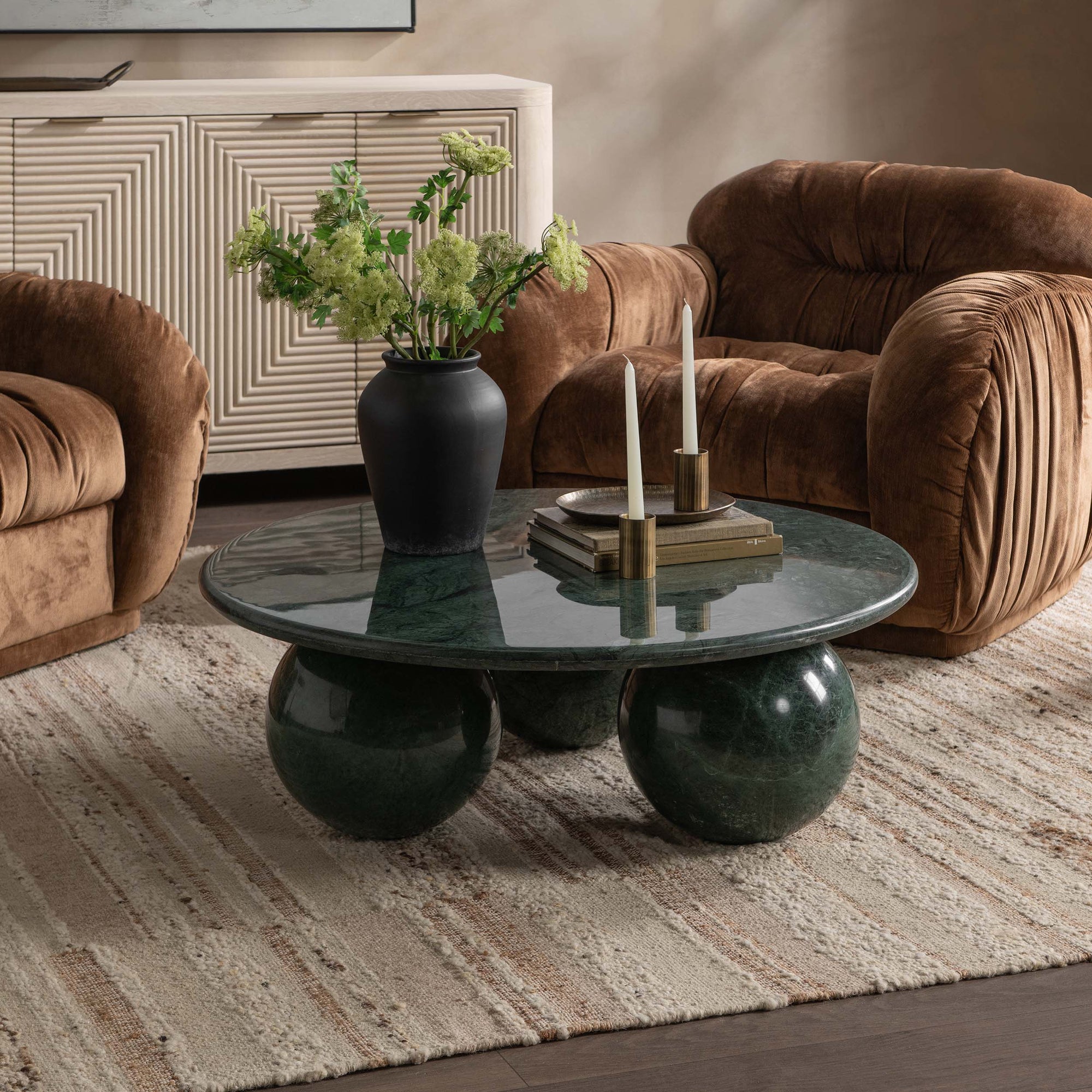 Castello Round Coffee Table, Forest Green – High Fashion Home