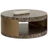 Cavette Coffee Table, Marble-Look Dark Emperador-Furniture - Accent Tables-High Fashion Home