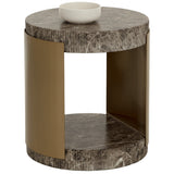 Cavette End Table, Marble-Look Dark Emperador-Furniture - Accent Tables-High Fashion Home