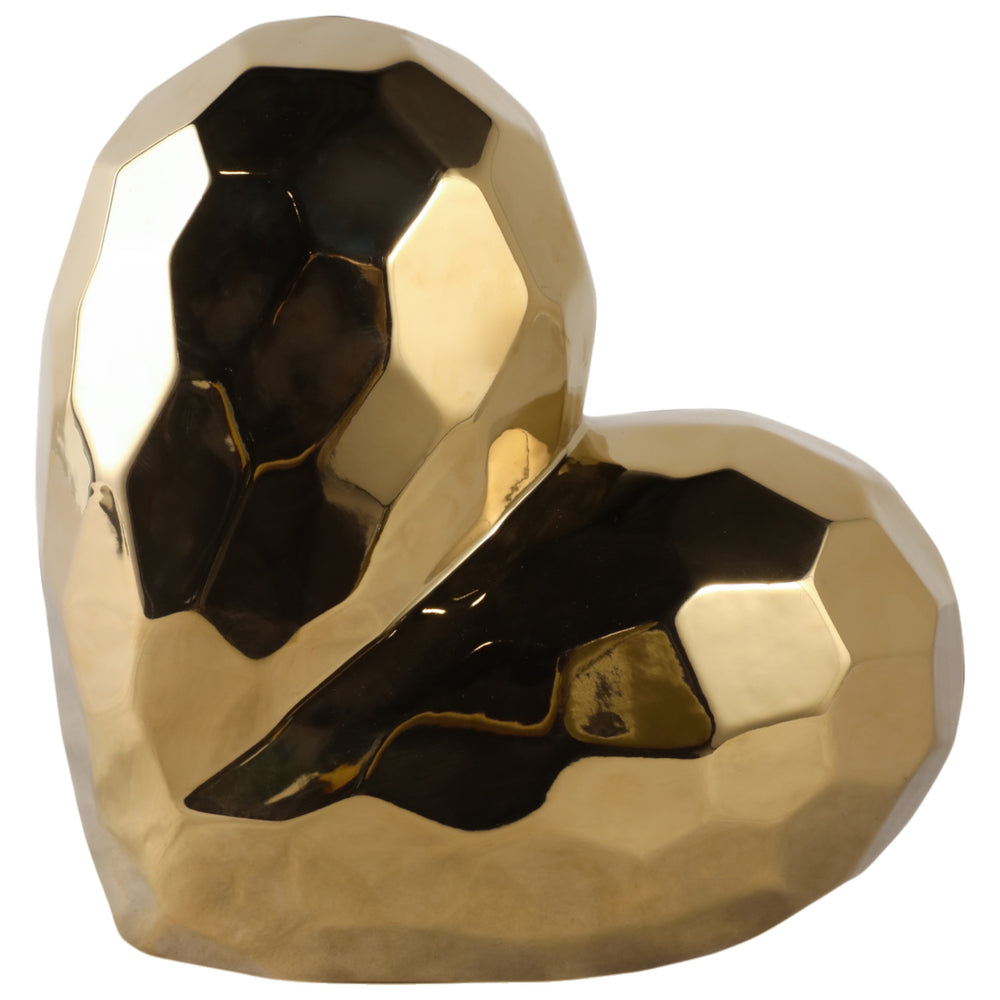 Ceramic Heart, Gold-Accessories-High Fashion Home