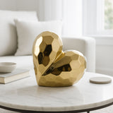 Ceramic Heart, Gold-Accessories-High Fashion Home