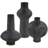 Charcoal Bloom Vases, Black, Set of 3-Accessories-High Fashion Home