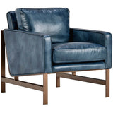 Chazzie Leather Chair, Ocean Blue-Furniture - Chairs-High Fashion Home