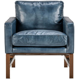 Chazzie Leather Chair, Ocean Blue-Furniture - Chairs-High Fashion Home