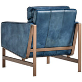 Chazzie Leather Chair, Ocean Blue-Furniture - Chairs-High Fashion Home