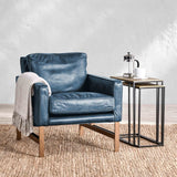Chazzie Leather Chair, Ocean Blue-Furniture - Chairs-High Fashion Home