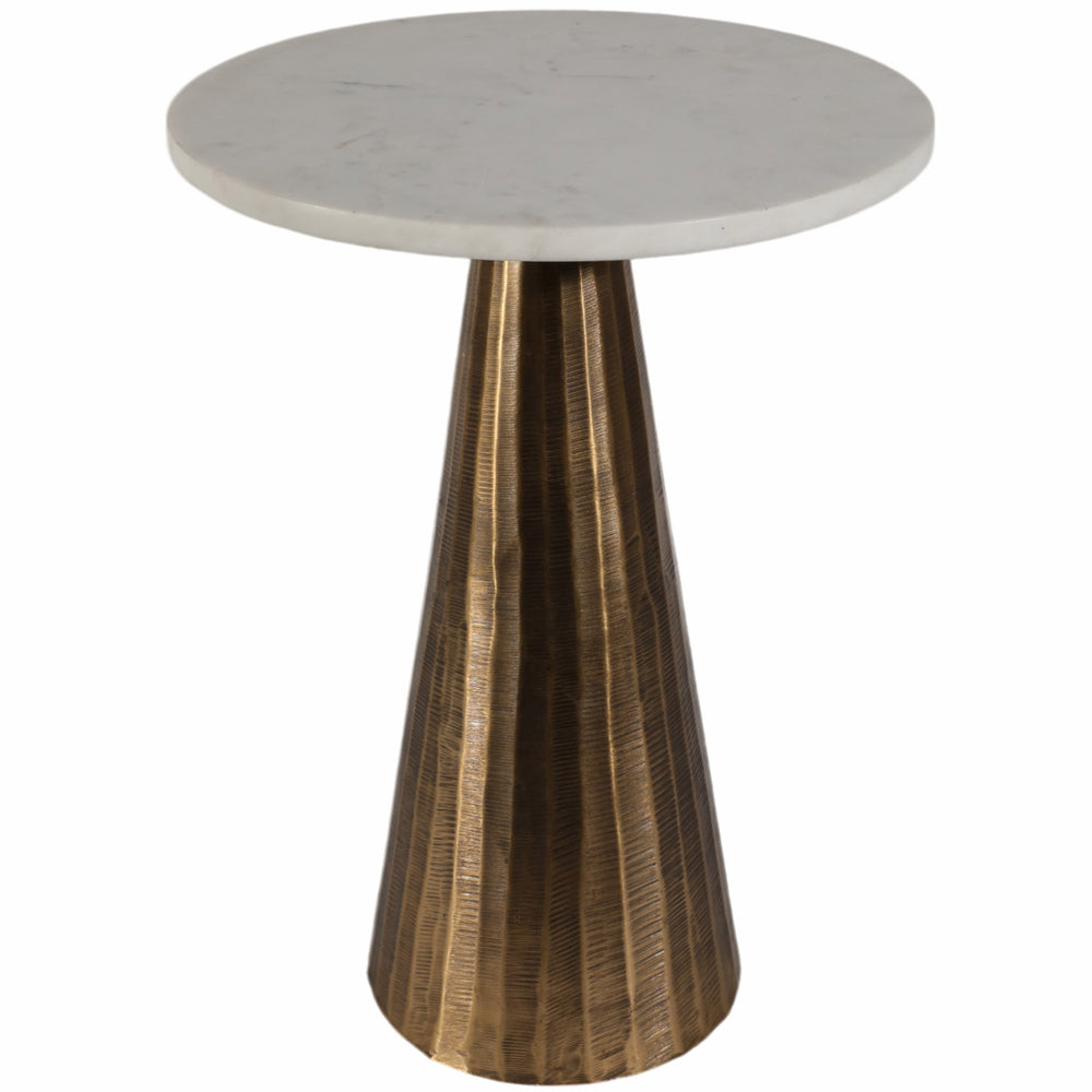 Chiseled Base Accent Table, White