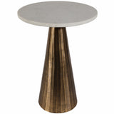 Chiseled Base Accent Table, White
