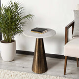 Chiseled Base Accent Table, White