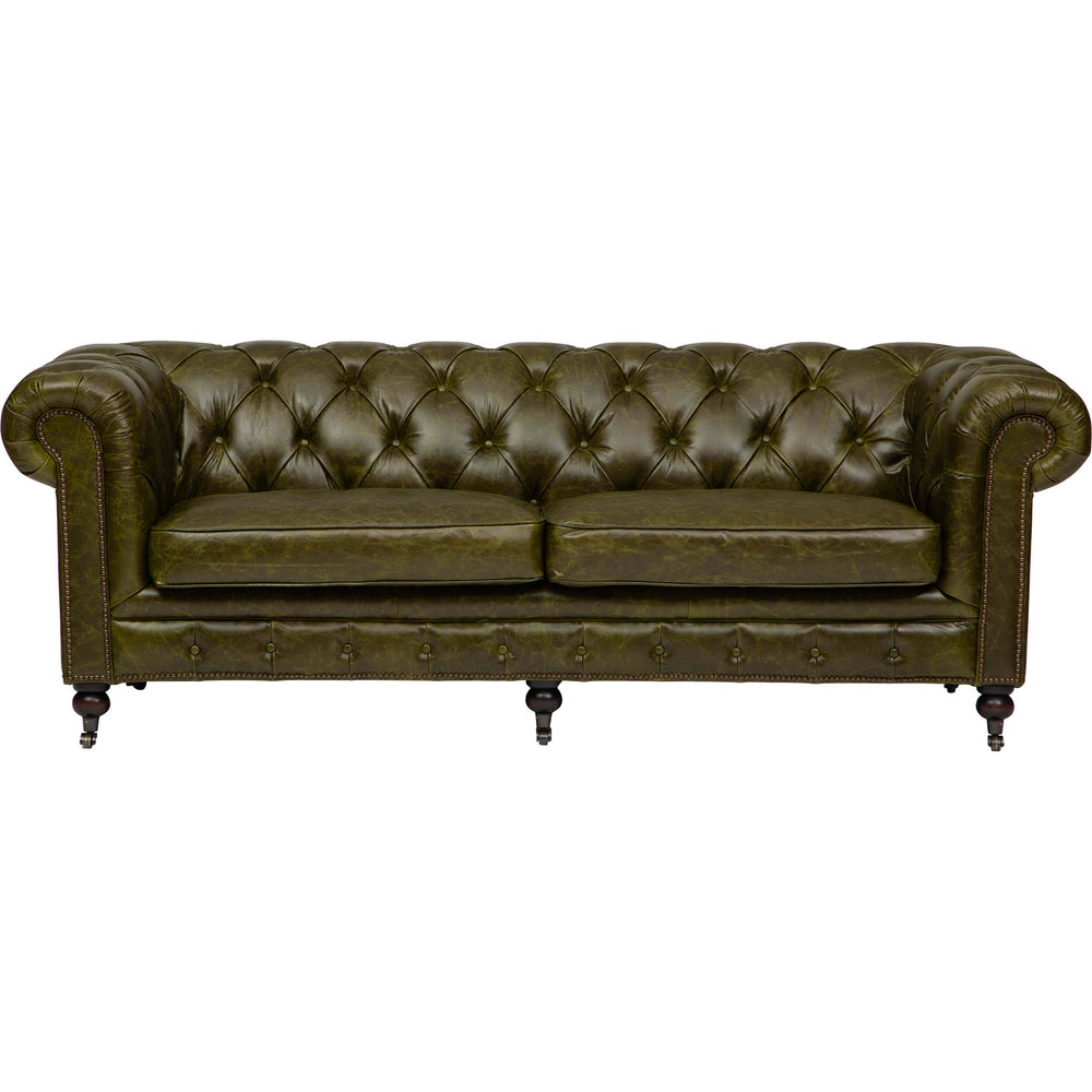 Churchill Leather Sofa, Great Britain Green