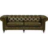 Churchill Leather Sofa, Great Britain Green