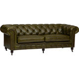 Churchill Leather Sofa, Great Britain Green