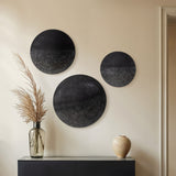 Glitter Circle Wall Art, Black, Set of 3