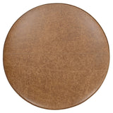 Clair 40" Round Leather Ottoman, Chestnut-Furniture - Chairs-High Fashion Home
