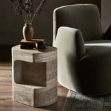 Clementine End Table, Textured Sandy Grey