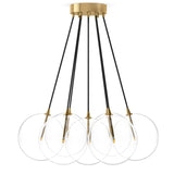 Cloud 7 Globe Chandelier, Clear Glass/Burnished Brass by Four Hands-Lighting-High Fashion Home