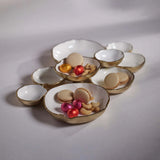Cluster of 9 Serving Bowls, Gold/White-Accessories-High Fashion Home