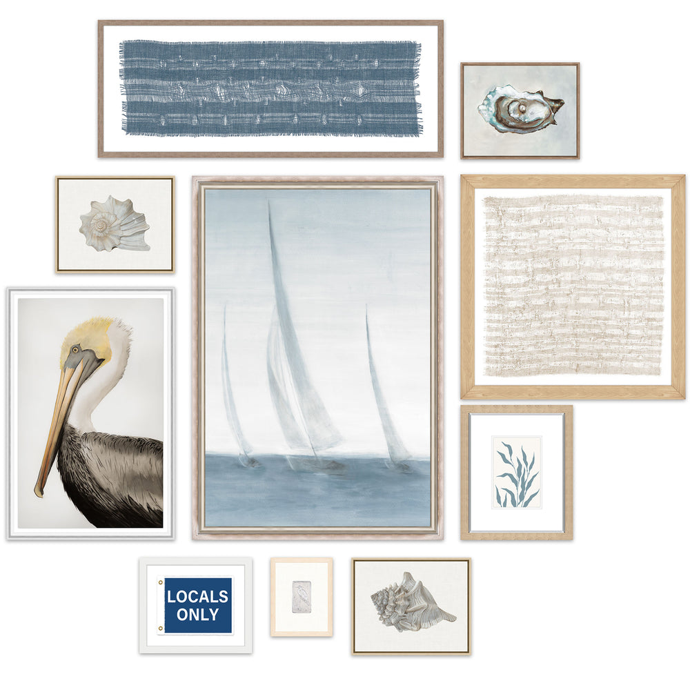 Coastal Retreat Art Collage, Set of 10 Framed