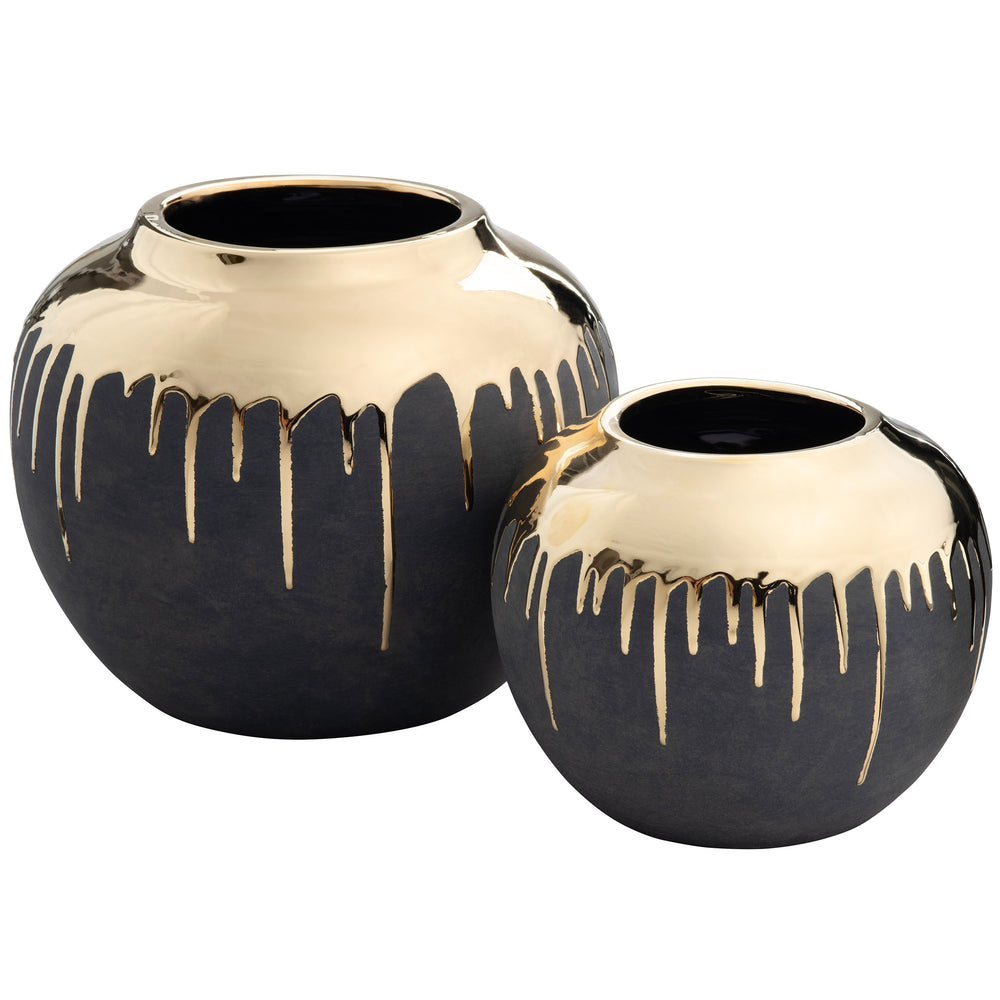 Collins Vases, Grey/Gold, Set of 2-Accessories-High Fashion Home