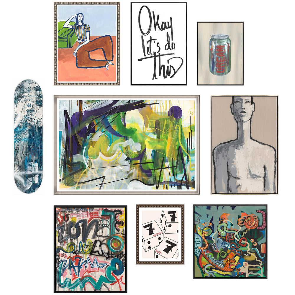 Colorful Conversations Collage, Set of 9 Framed