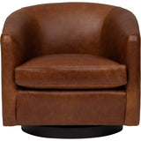 Coltrane Leather Swivel Chair, Laguna Cognac-Furniture - Chairs-High Fashion Home