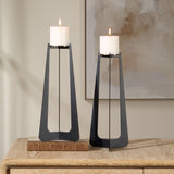 Columnar Candleholders, Set of 2, Black-Accessories-High Fashion Home